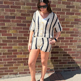 Open Knit Striped Top