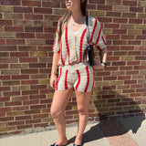 Open Knit Striped Top