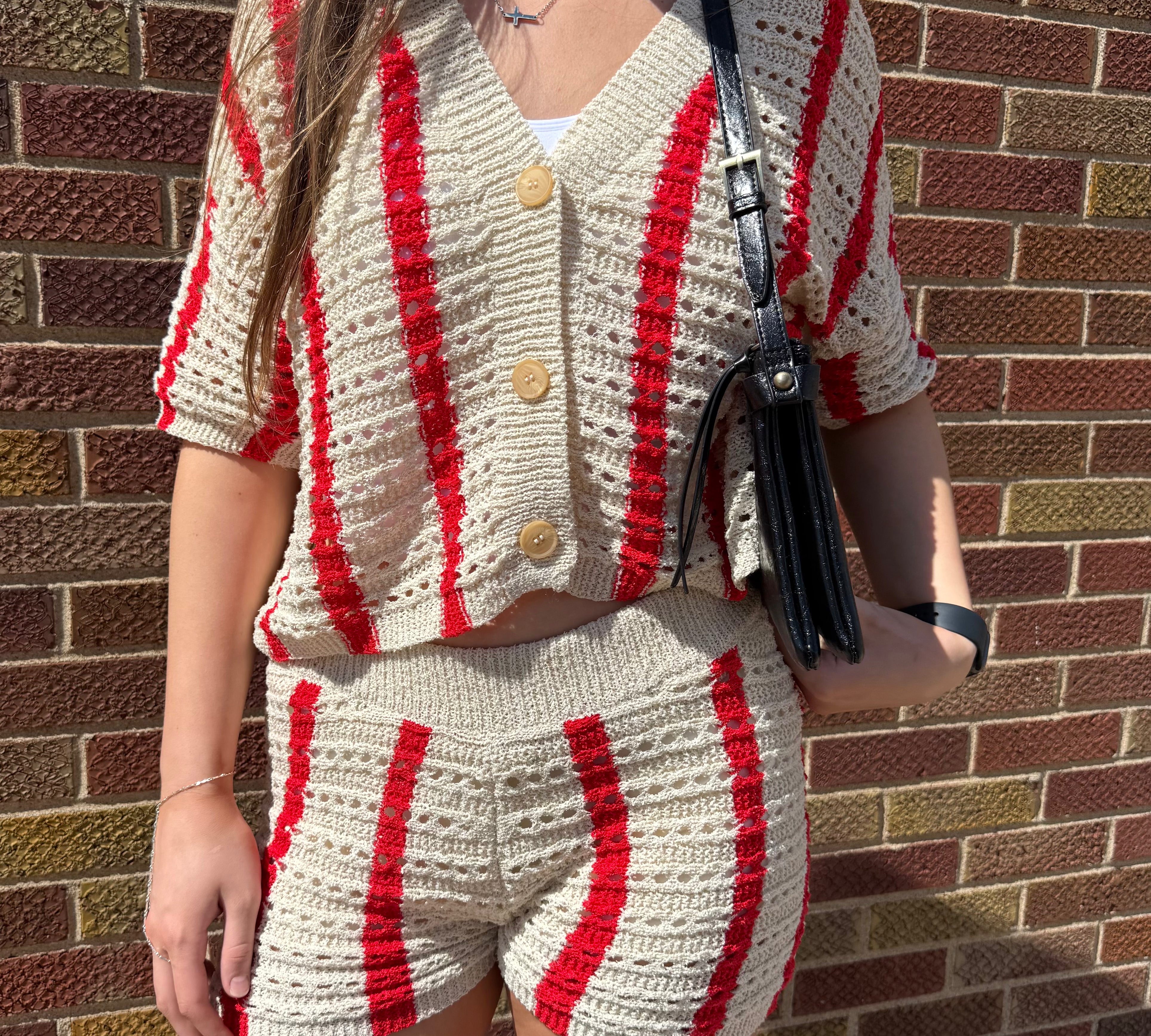 Open Knit Striped Top