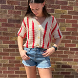 Open Knit Striped Top