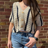 Open Knit Striped Top