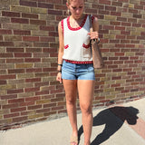 Contrast Trim Sleeveless Knit Top