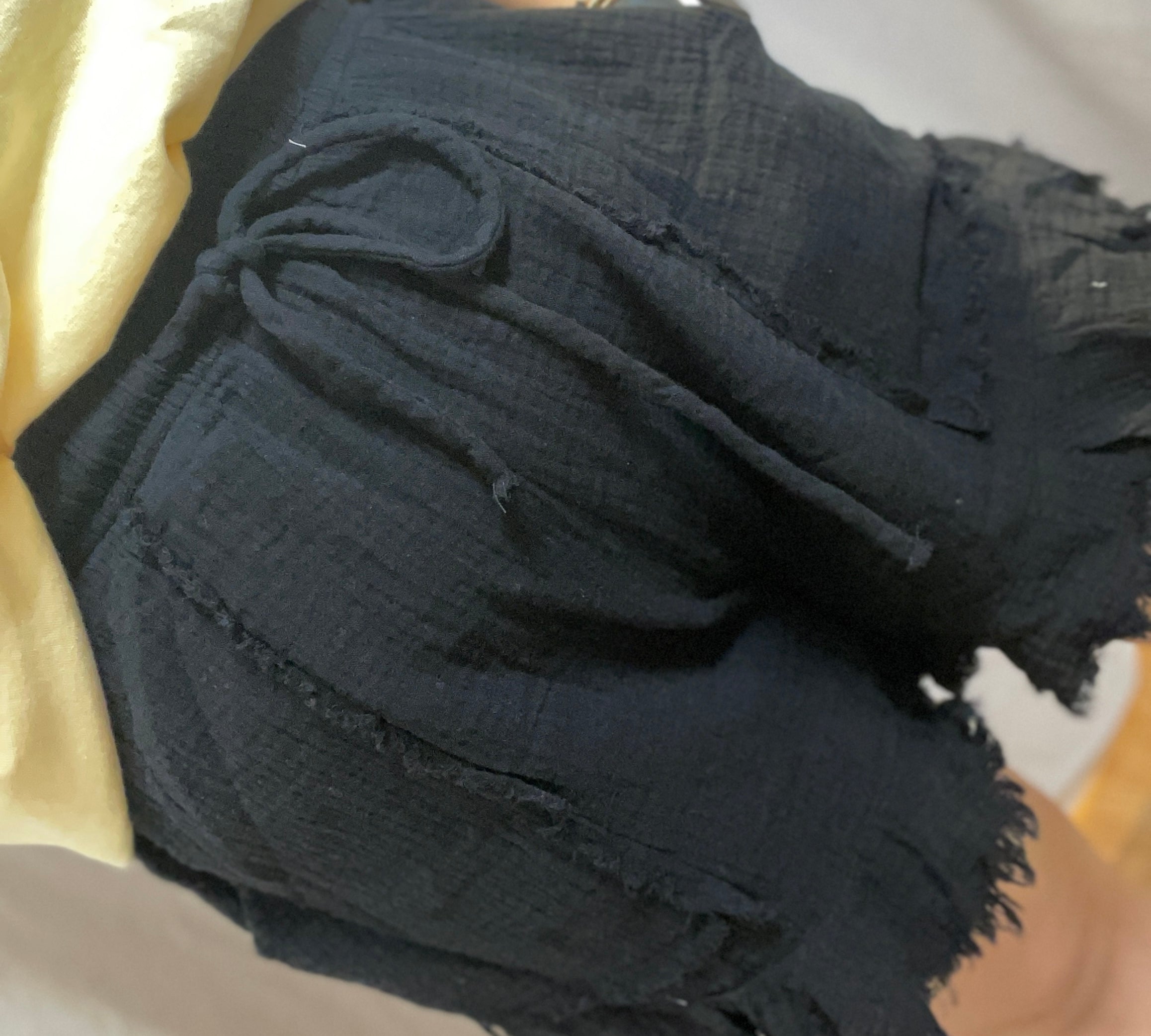 Mineral Wash Shorts w/Fringed Hem