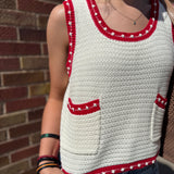 Contrast Trim Sleeveless Knit Top