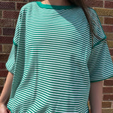 Striped Oversize Drop Shoulder Knit Top