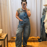 Western Wide Leg Denim Overalls