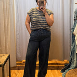 Denim Washed Drawstring Elastic Waist Pants