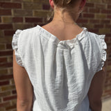 Lace Scoop Neck Sleeveless Top w/ Ruffle