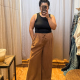Pleated Pinstripe Wide Leg Trousers