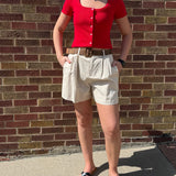 High Rise Pleated Shorts w/Belt