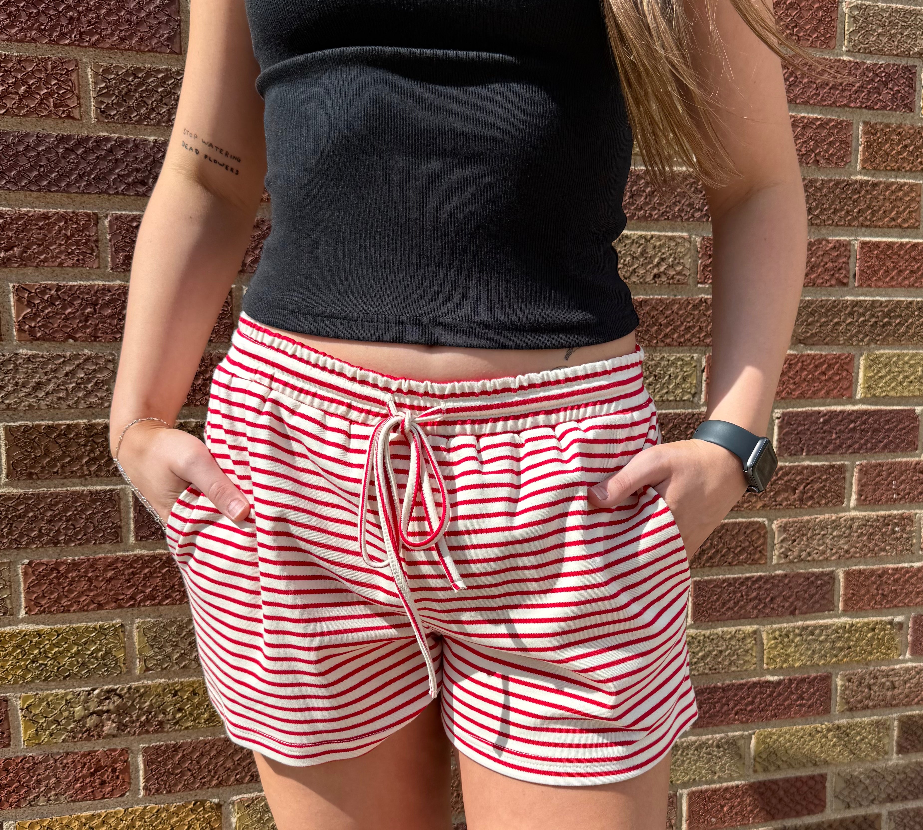 High Rise Stripe Sweatshorts