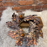 Copper Oak Leaf Candle Ring 14”