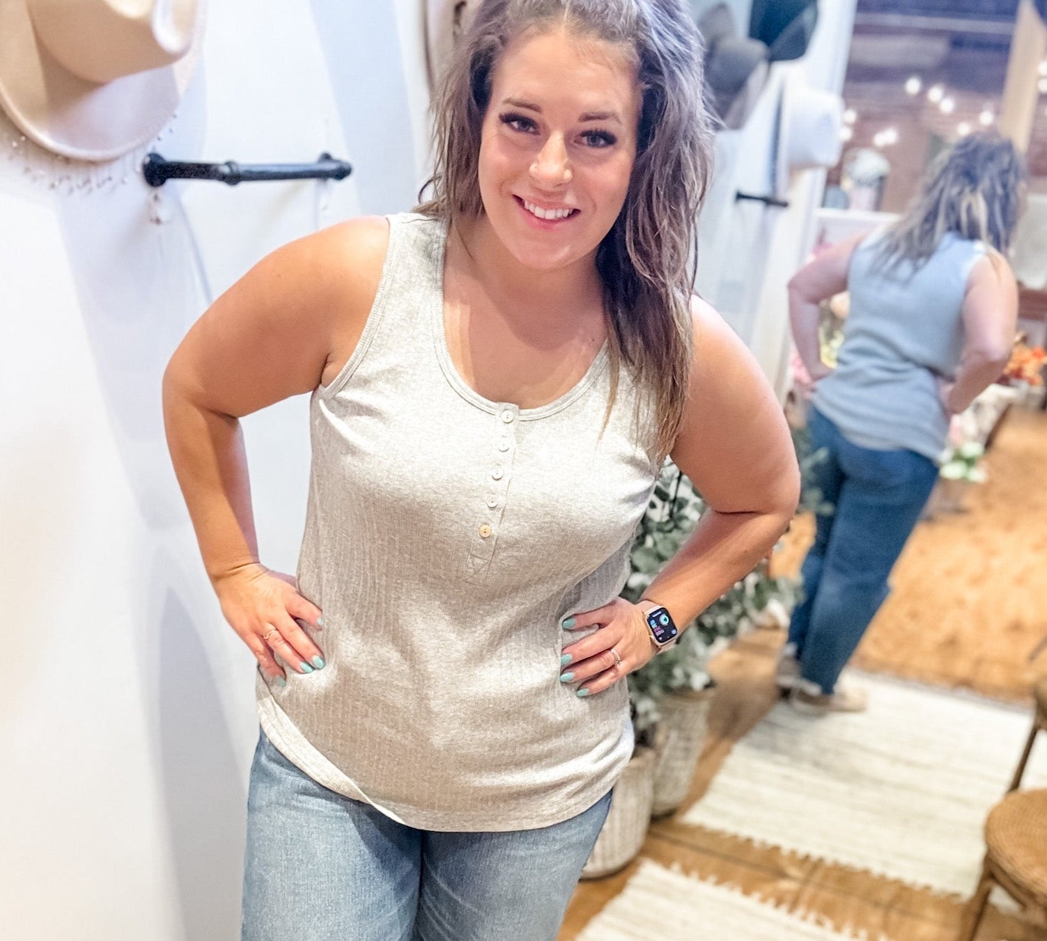 Plus Ribbed Scoop Neck Tank