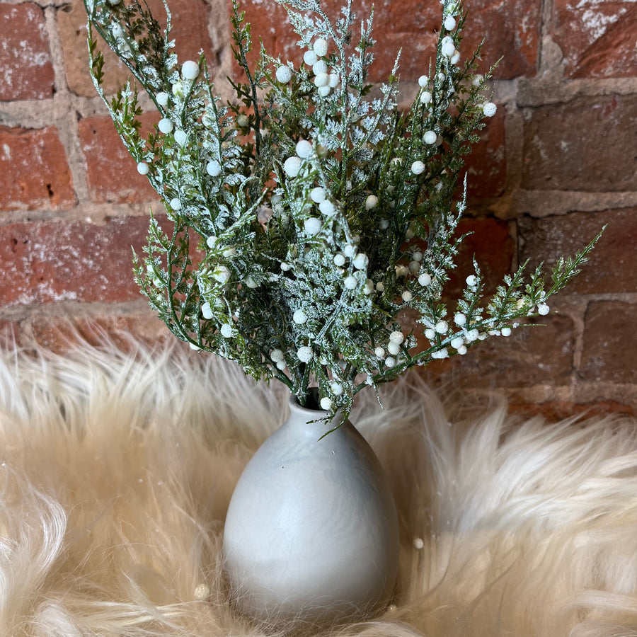 Glittered Snowy Fern Bush 13”