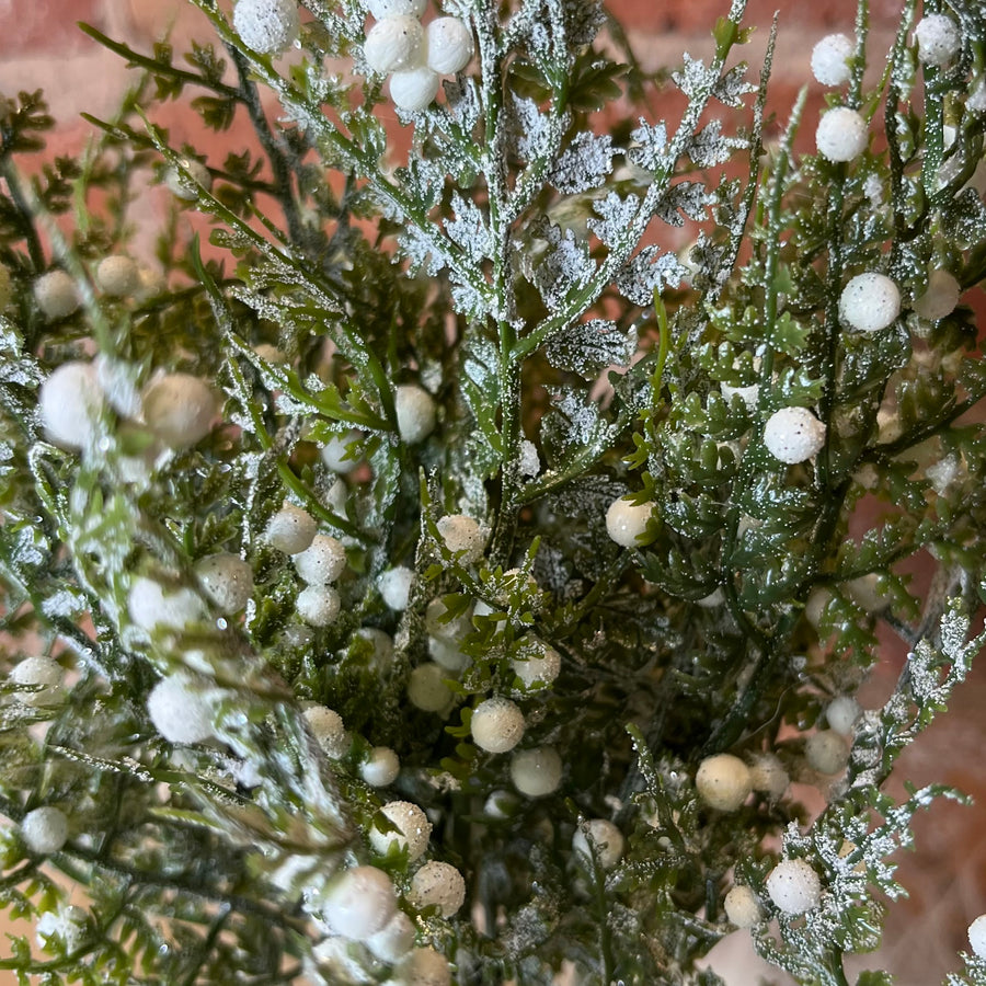 Glittered Snowy Fern Bush 13”