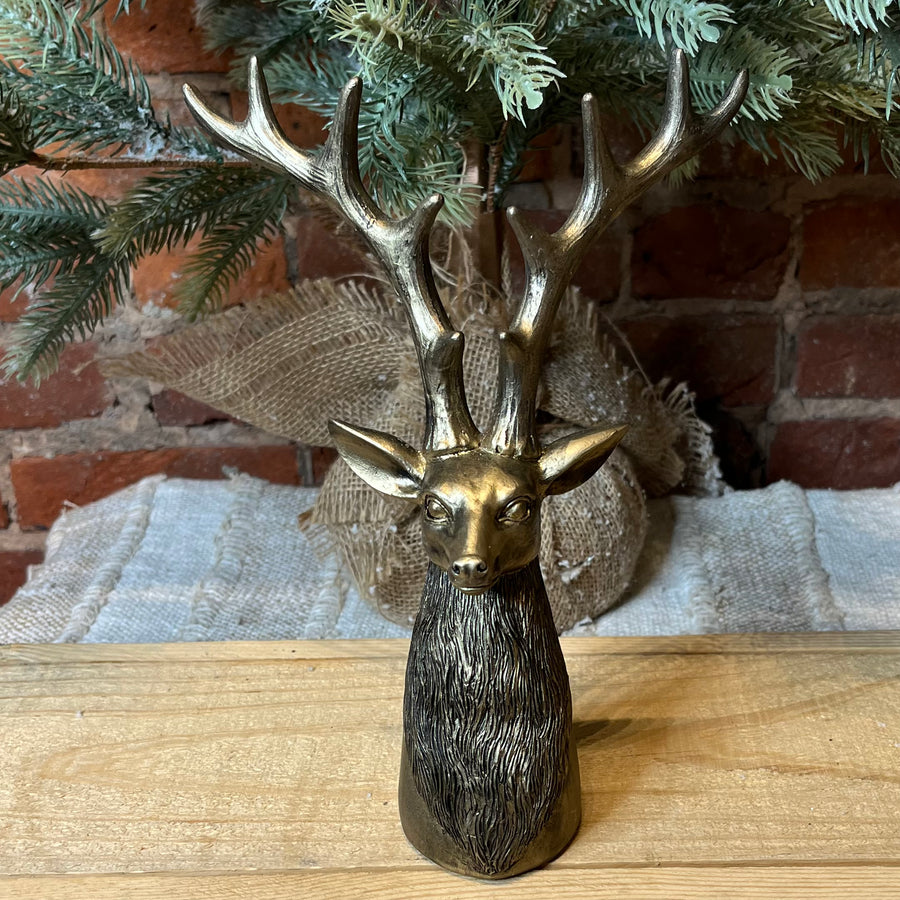 Brass Resin Reindeer Bust 7x10”