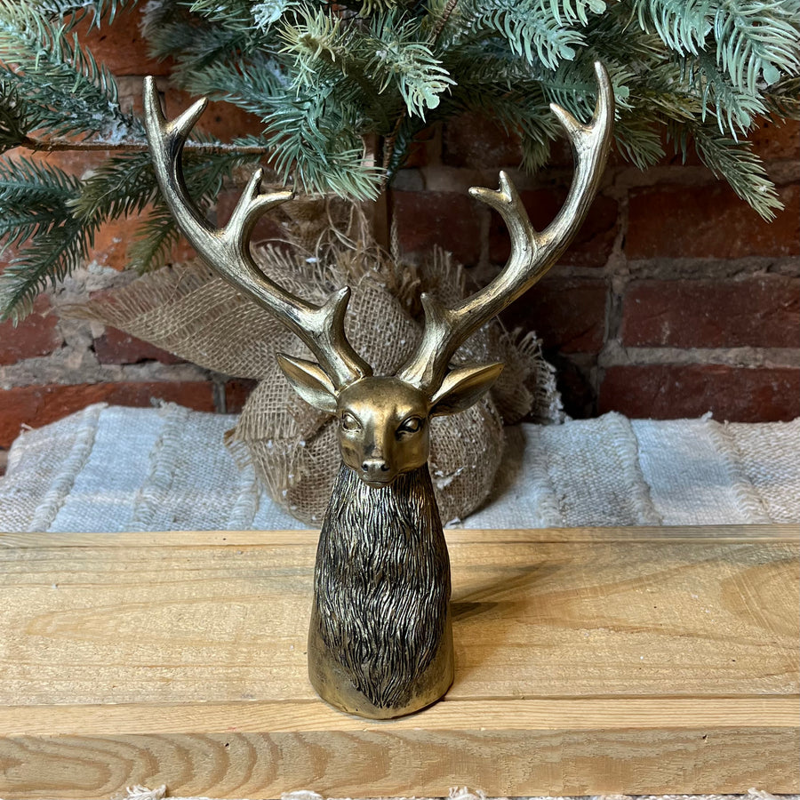 Brass Resin Reindeer Bust 7x10”