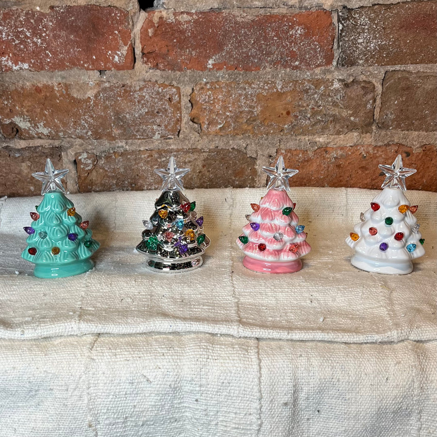 Mini Retro Light Up Christmas Tree 4”