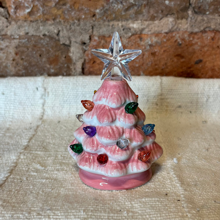 Mini Retro Light Up Christmas Tree 4”