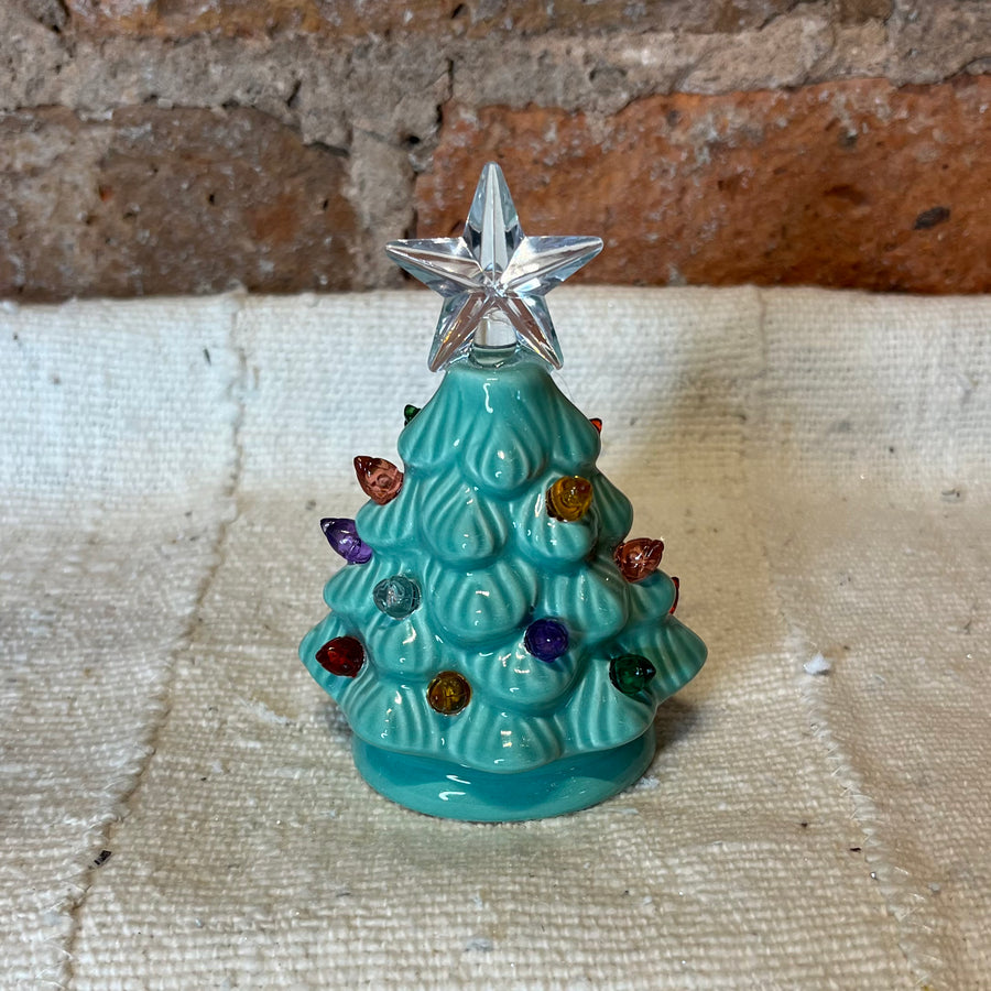 Mini Retro Light Up Christmas Tree 4”