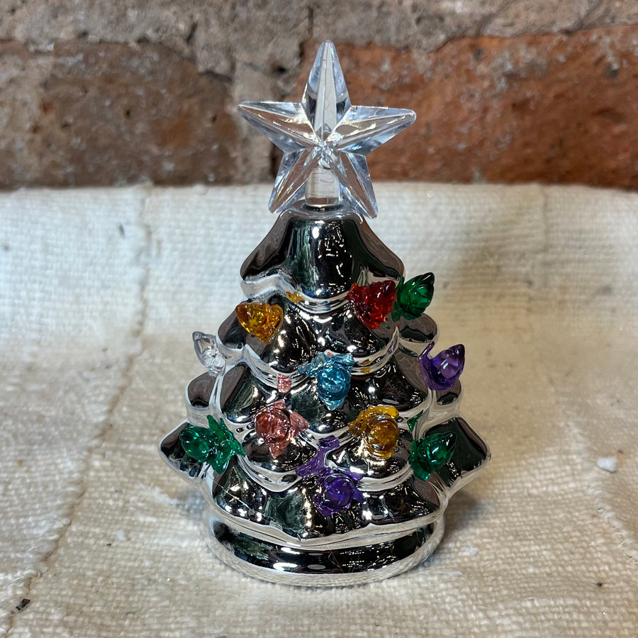 Mini Retro Light Up Christmas Tree 4”