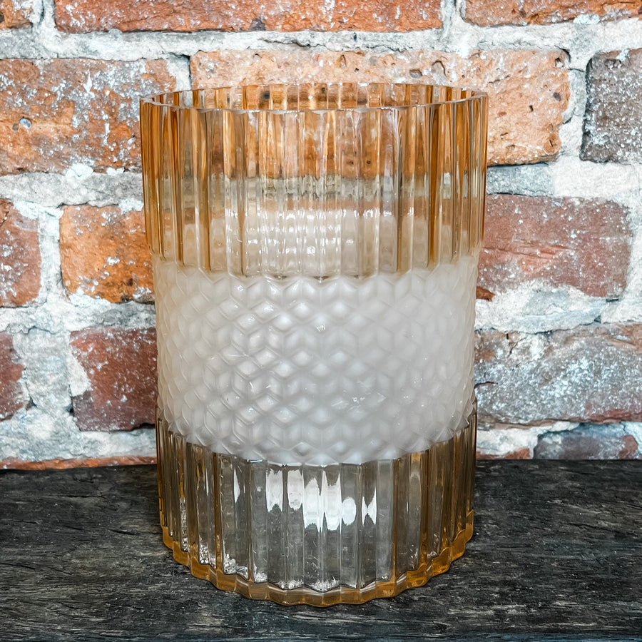 Matte Blush Pressed Glass Vase 7.75”
