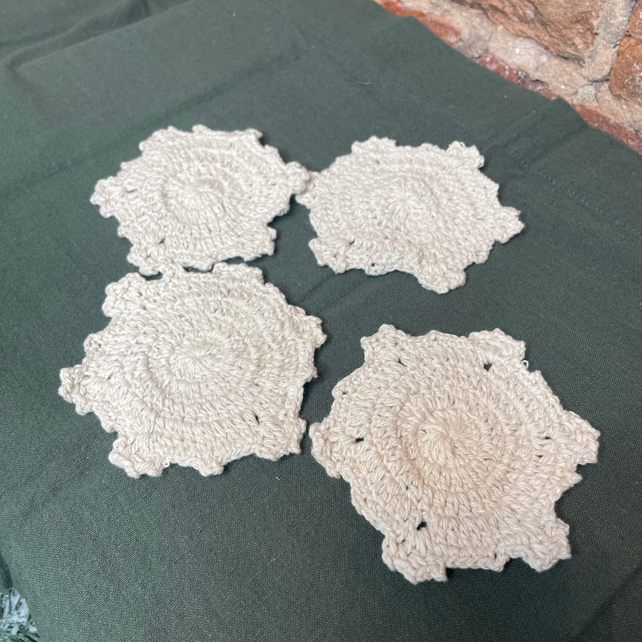 Crochet Snowflake Coaster Set of 4