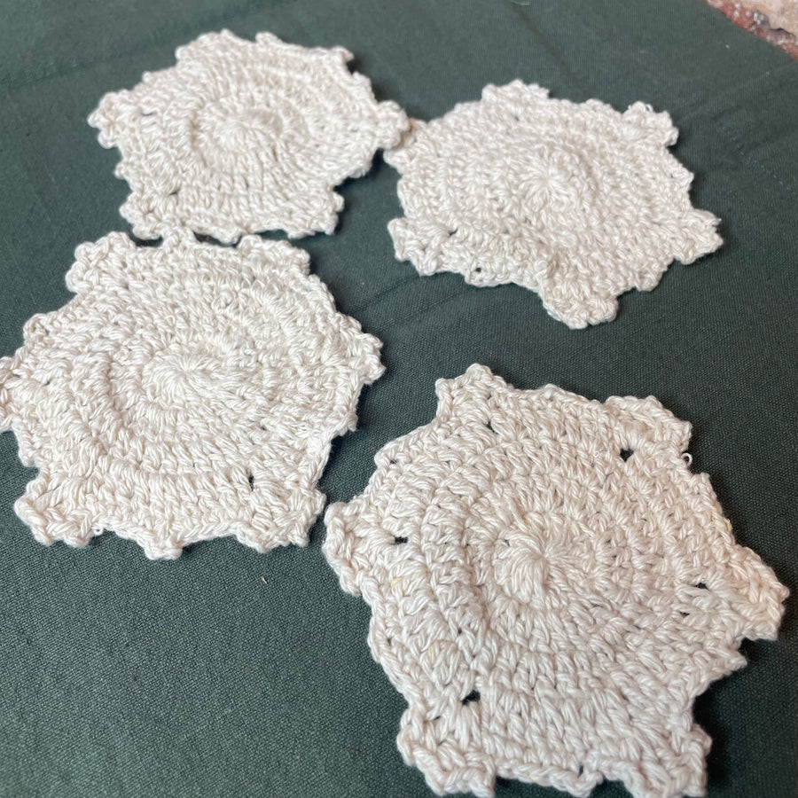 Crochet Snowflake Coaster Set of 4