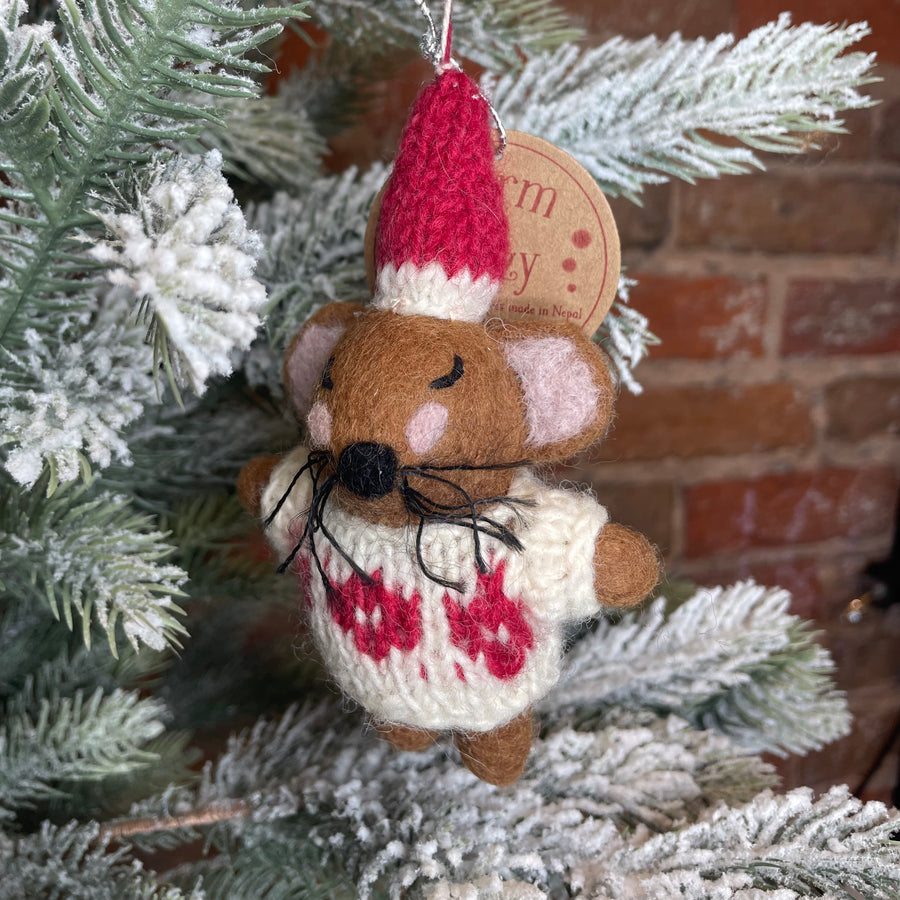 Wool Holiday Mice Orn