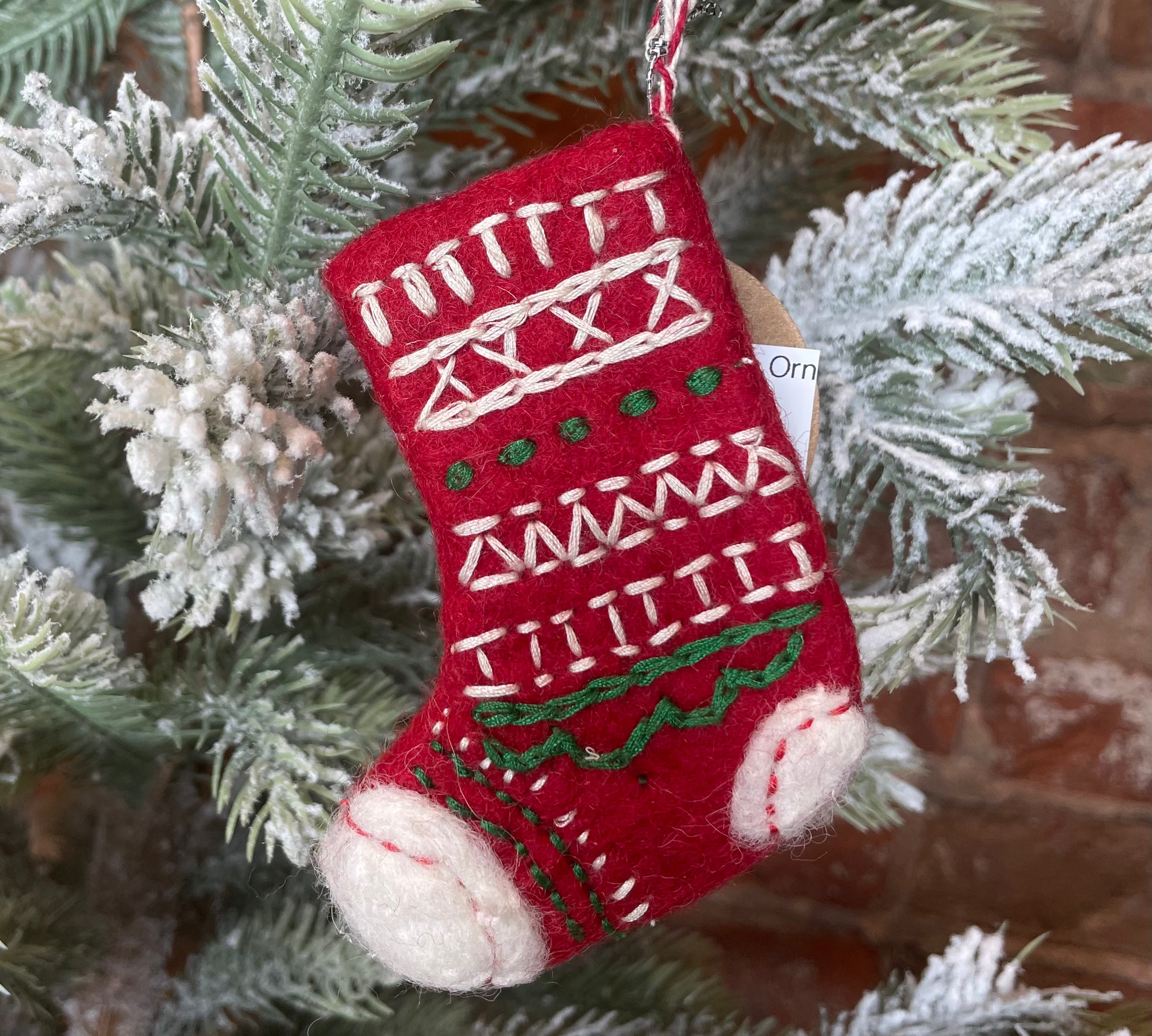 Vintage Wool Stocking Orn