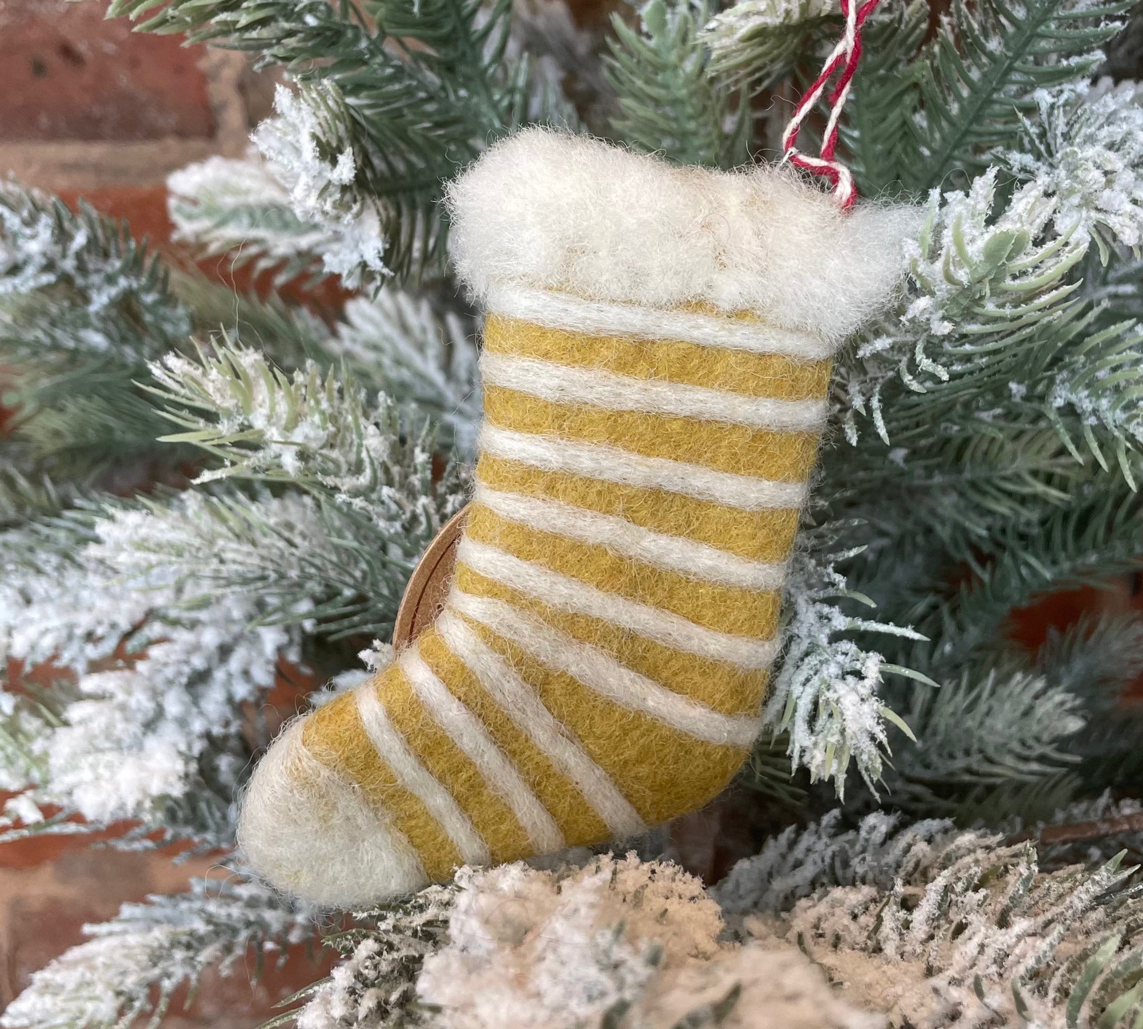 Vintage Wool Stocking Orn