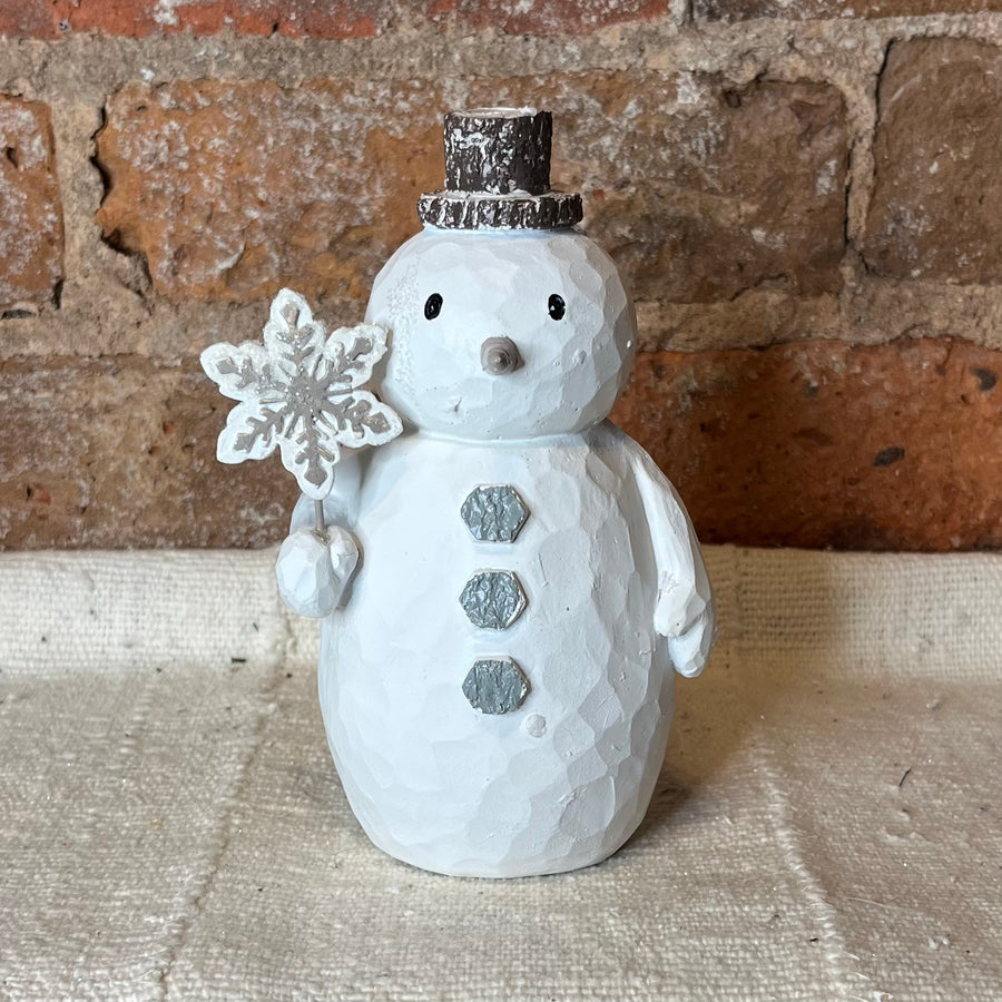 White Winter Carved Snowman 4x6”