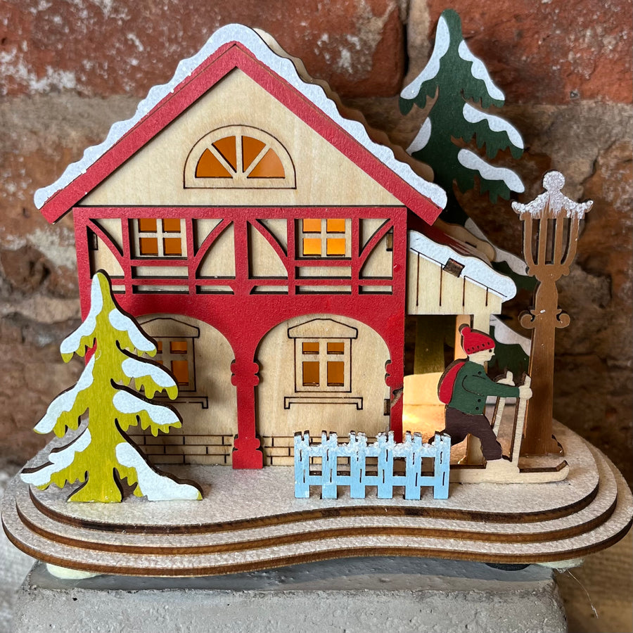 LED Wood Village House 6.25x4.75”