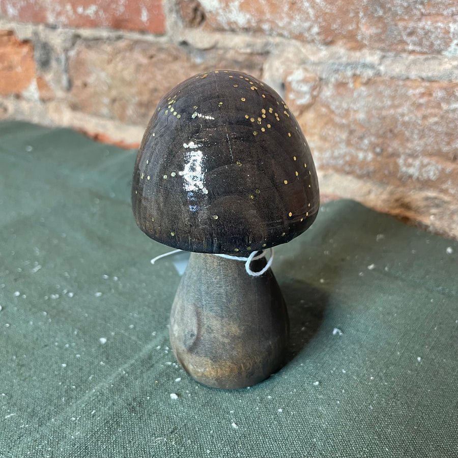 Resin Gold Glitter Top Wooden Mushroom