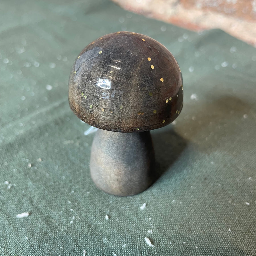 Resin Gold Glitter Top Wooden Mushroom