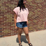 Striped French Terry Open Back Top