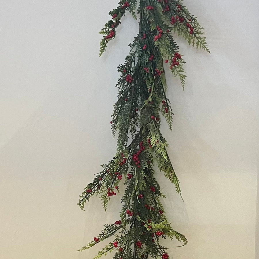 Real Touch Pine Pepper Berry Garland 58”