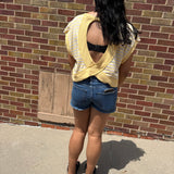 Striped French Terry Open Back Top