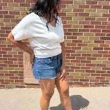 V-Neck Short Sleeve Knit Sweater