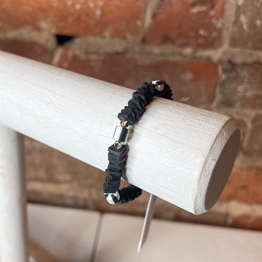 Black Chunky Heishi Bracelet