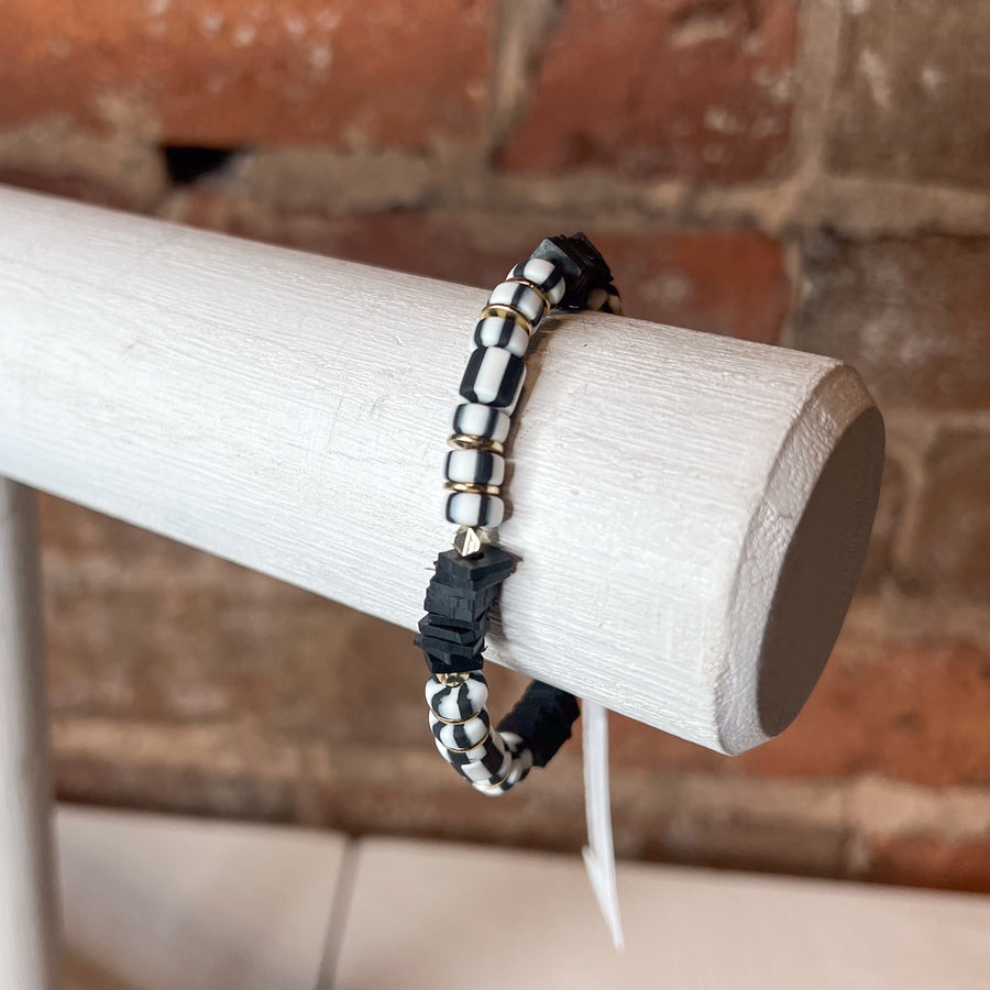 Black Chunky Heishi Bracelet