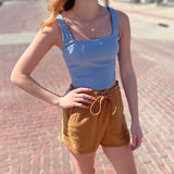 Cotton Stretch Square Neck Crop Top