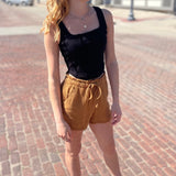 Cotton Stretch Square Neck Crop Top