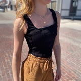 Cotton Stretch Square Neck Crop Top