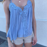 Lace Overlay Woven Cami