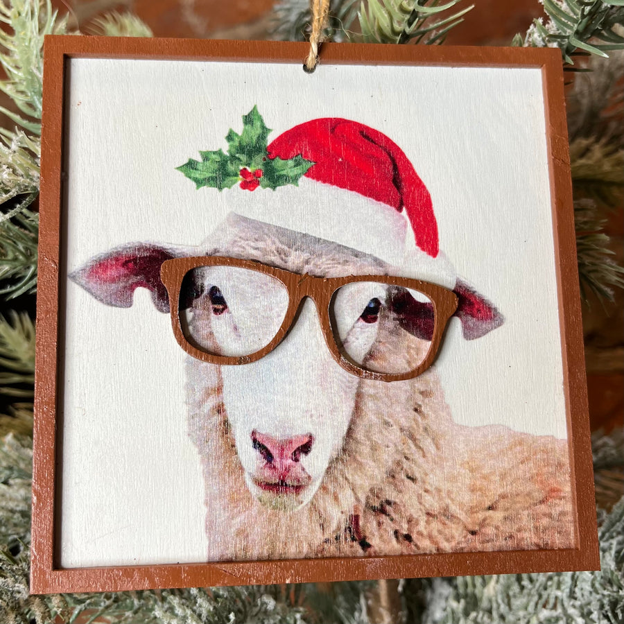 Farm Animal w/Glasses Orn 5”