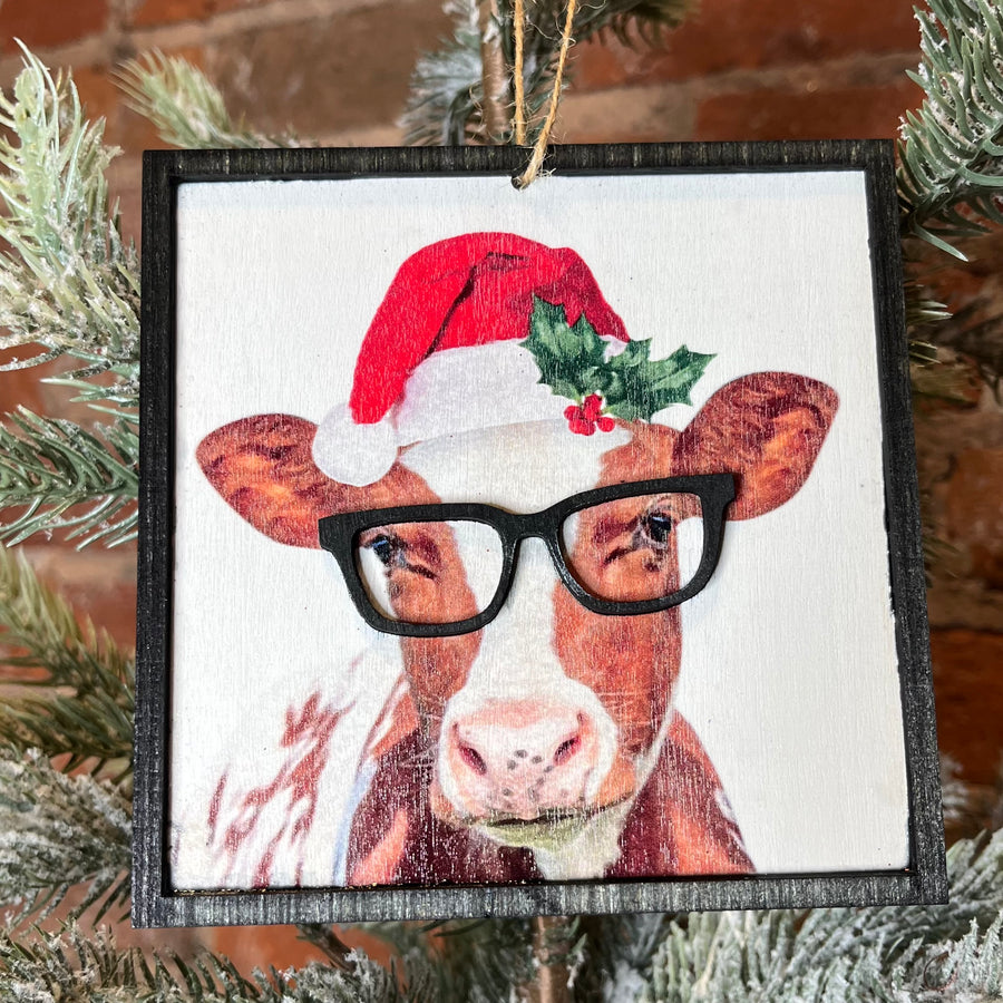 Farm Animal w/Glasses Orn 5”