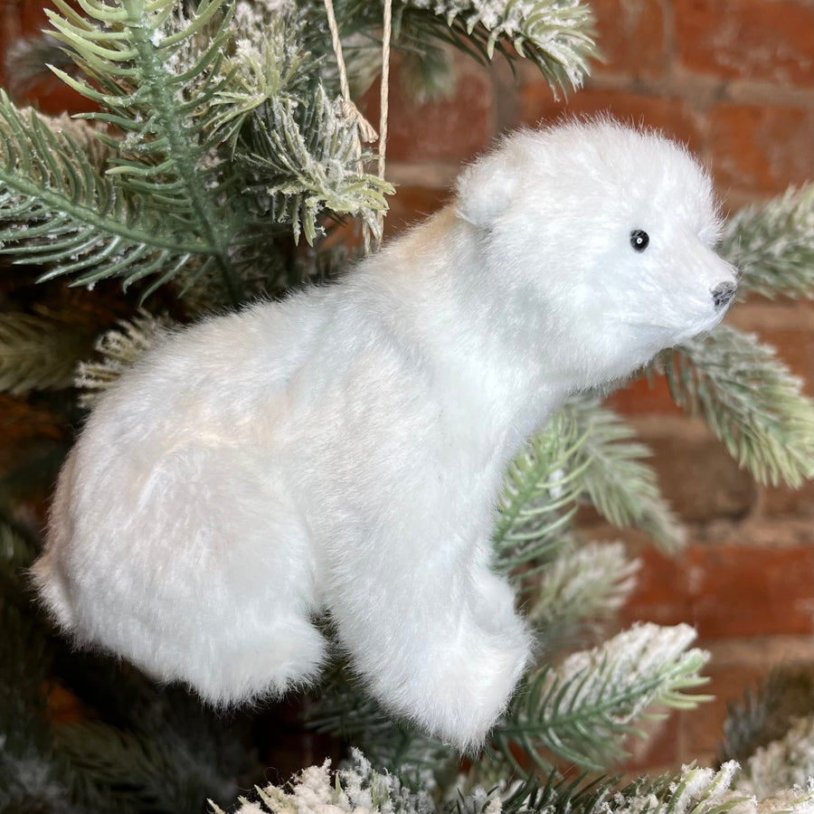 Fur Polar Bear Orn 5”