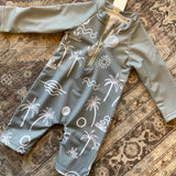 Kids Palm Tree Long Sleeve Swimsuit