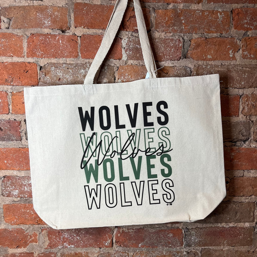 Repeating Outline Wolves Tote Bag